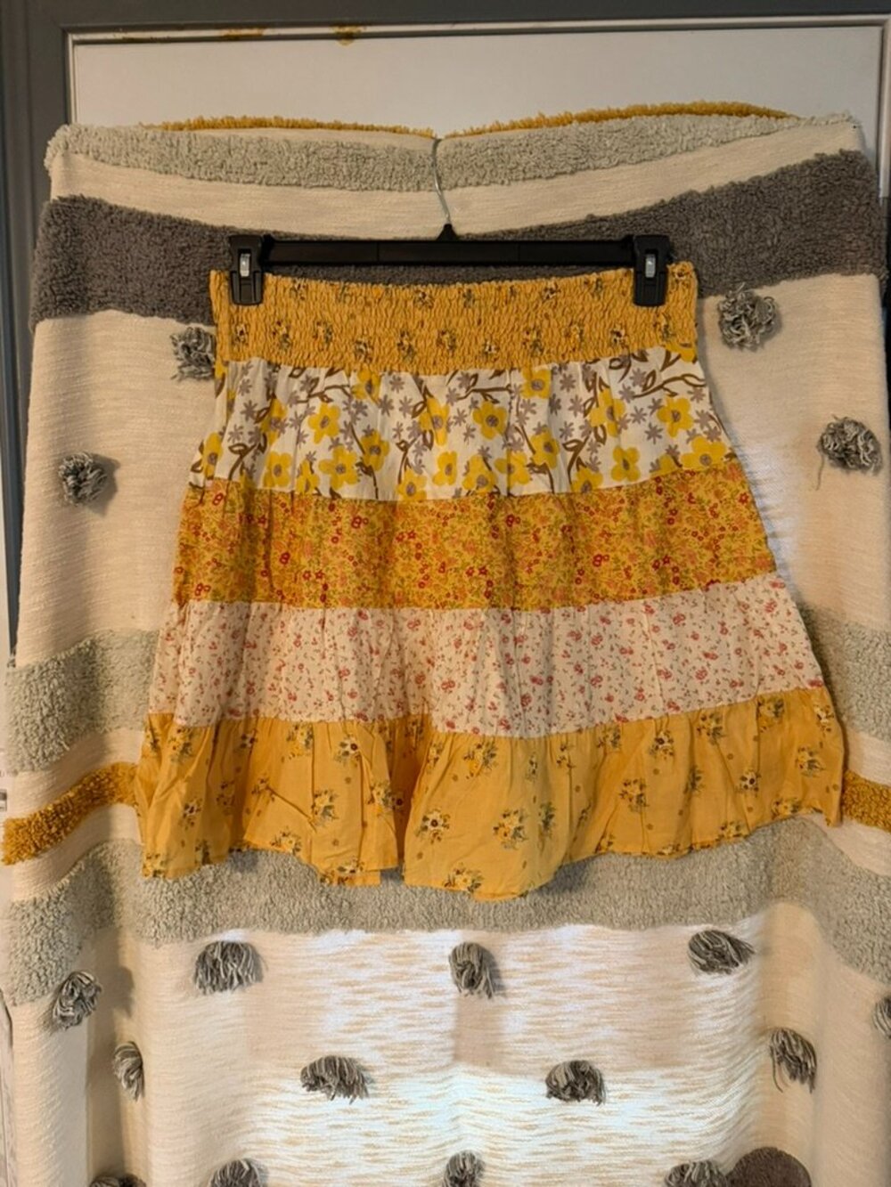 Xhilaration Yellow Floral Mixed Print Tiered Ruffle Mini Skirt Plus Size XXL